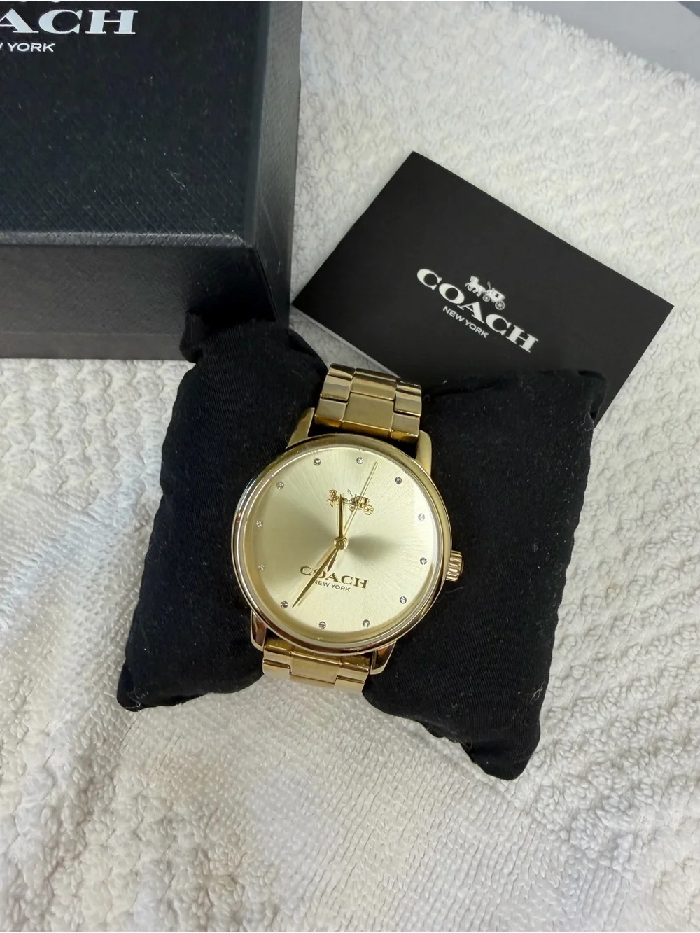 Coach Gold Tone Women's Watch bracket watch with box champagne